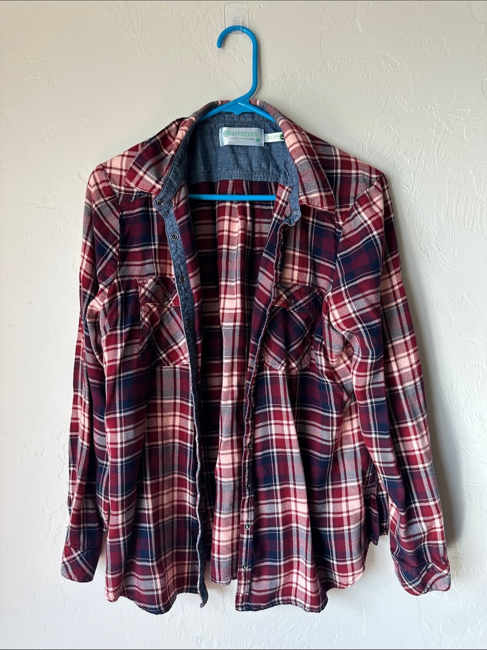 Aventura Women’s Red & Navy Plaid Button-Down Shirt
